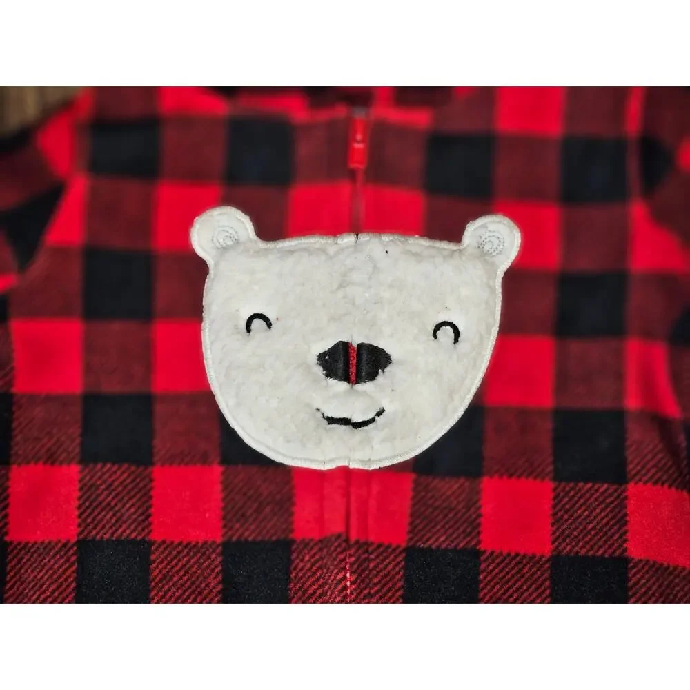 Carter's Just One You Boy's Red Fleece Polar Bear Sleep & Play (NWT) 9 Months